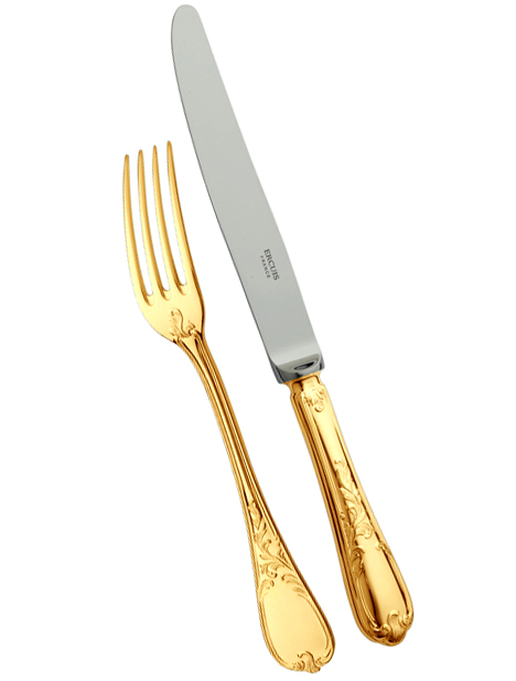 Couteau à servir le beurre en metal argenté doré - Ercuis